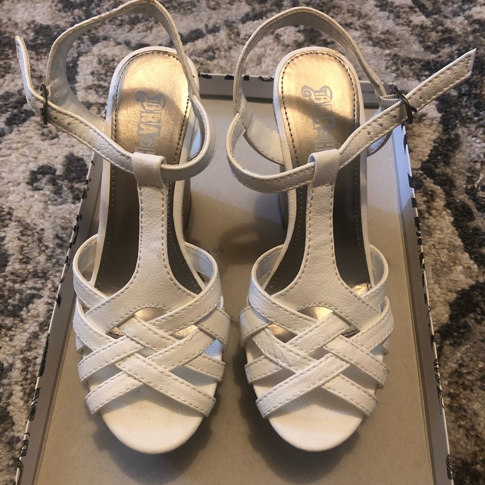Brash White Wedge Heels